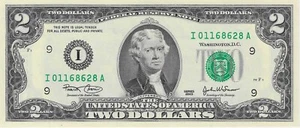 $2 TWO DOLLAR BILLS 2003, (Minneapolis) IA, AU+ - Picture 1 of 2