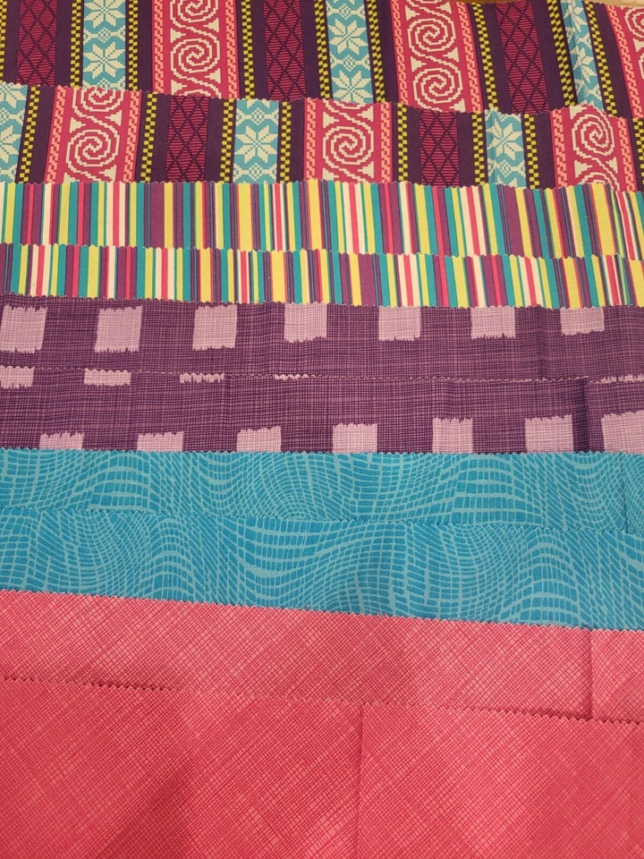 Michael Miller 绗缝混批 Fair Isle 织物 SoHo,条纹 Apx 43" X 6.5 — 第 1/4 张图片