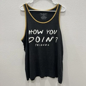 Friends Shirt Men's 38-40 Medium How You Doin Gray Ringer Tank Top 2000s TV - Picture 1 of 11