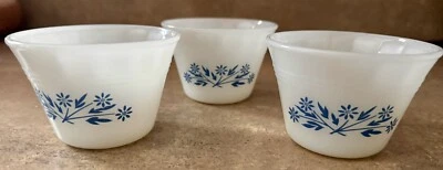 Three Dynaware Blue Floral Flowers Custard Bowls 2 1/4” Tall X 3 1/4”Wide - Image 1 of 4