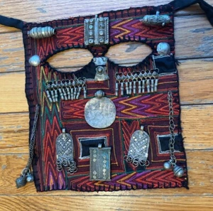 Antique / Vintage Bedouin Silver & Cloth Face Mask Veil Hand Made Saudi Arabia - Picture 1 of 24