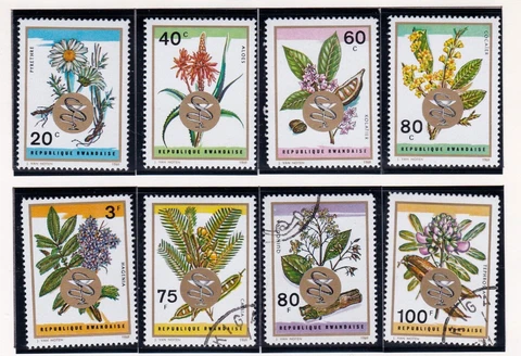 Rwanda stamps #298 - 305, mint & used, complete set, Flowers - FREE SHIPPING!! Cover