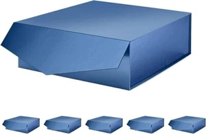 6-Pack Blue Magnetic Gift Boxes 14" x 9.5" x 4.5" with Bonus Pack of Stuffing - Picture 1 of 6