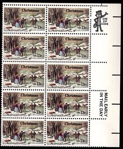 Scott #1702 Christmas Winter Pastime Zip & Mail Early Block of 10 Stamps MNH UR - Picture 1 of 2