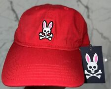 Psycho Bunny Men's Cotton Relaxed Fit Adjustable Sunbleached Cap Red