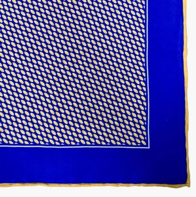 Nuevo Cuadrado de Bolsillo CESARE ATTOLINI NAPOLI Azul Amarillo Ovalado Estampado Seda Foto 1 de 2