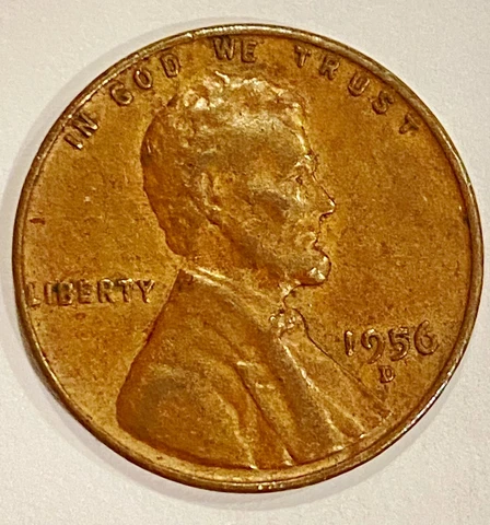 RARE 1956 D WHEAT CENT  DDO  ,DDR , 5 over 1/2   5  controversial error. RMM Cover