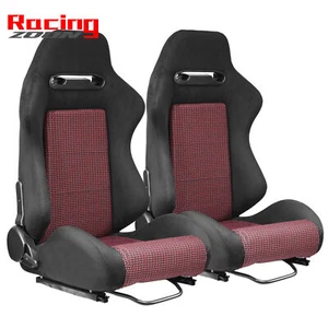New Universal Racing Seats, 2PCS PVC Suede and Leather Racing Bucket Seats - Picture 1 of 7