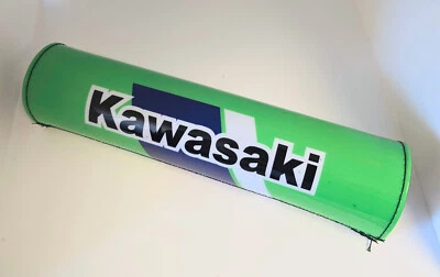 Kawasaki KX Vintage Style Cross Bar Pad 10" Gloss Finish - Hemmed Sides - Image 1 of 2