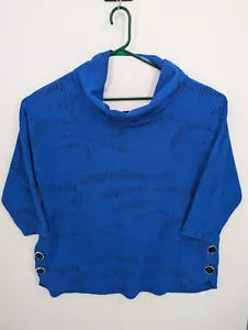 Ali Miles Damen Wasserfallausschnitt blau Tunika Pullover Gr. 1X Lagenlook bequem lässig - Bild 1 von 9