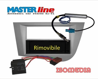 MASCHERINA RADIO UN DIN COMPATIBILE PER SEAT LEON 2005 AL 2009 COLORE GRIGIO - Immagine 1 di 4