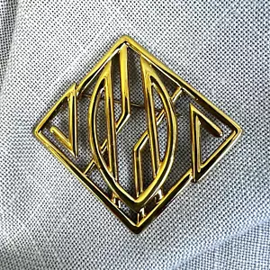 Modern Gold Brooch Lapel Pin Abstract Costume Jewelry Accessory Preppy Acadamia - Picture 1 of 7