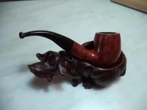 FB POGGIAPIPE IN CERAMICA POSTO PER 1 PIPA MODELLO CANE CON OSSO PP 398 NEW - Imagen 1 de 1