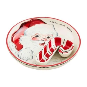 Mud Pie Home Retro Santa  Claus Chip and Candy Cane Christmas Dip Set - Picture 1 of 1