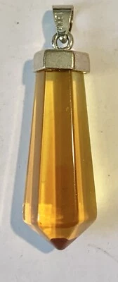 HERMOSA LUCITE ÁMBAR ÚNICA VINTAGE? COLGANTE CRISTAL 18K 1 1/8” X 1/2”! Foto 1 de 4