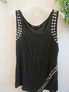 Belldini Black Silver Studded Sleeveless Tee Size Ladies Medium - Picture 1 of 3