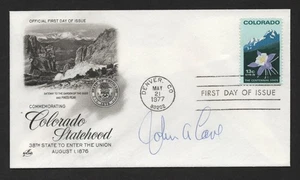US 1977 JOHN A. LOVE GOVERNOR OF COLORADO AUTOGRAPH ON COLORADO CENTENNIAL FDC - Picture 1 of 2