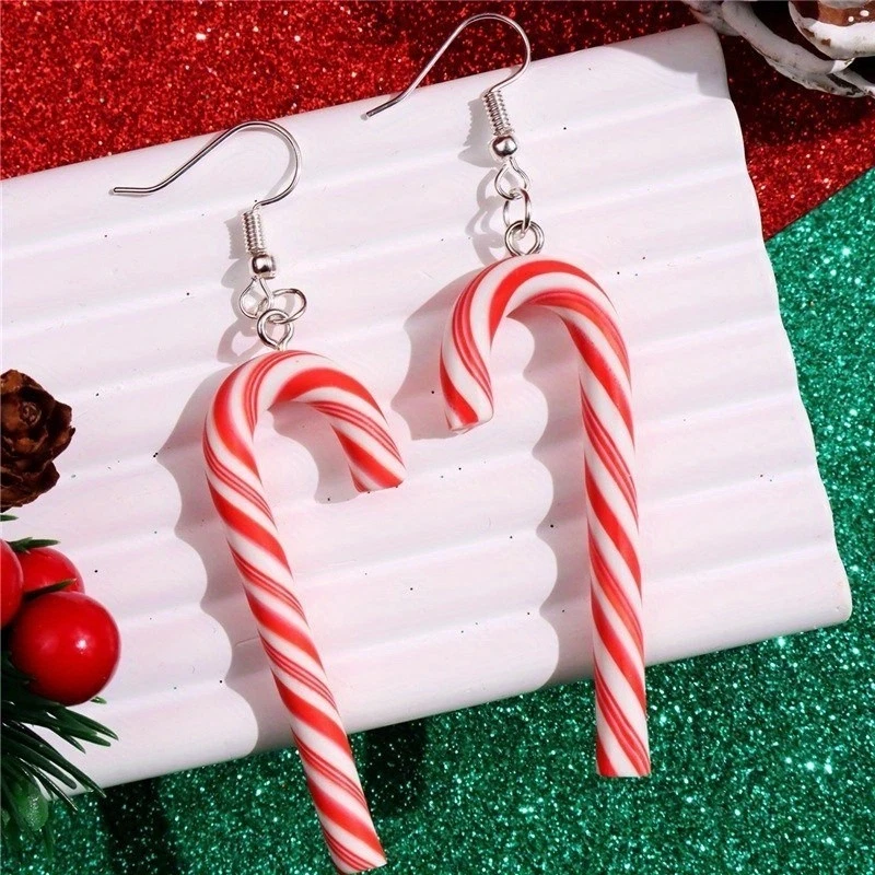 Women's Fashion Acrylic Earrings Rainbow Cane Pendant Earrings Christmas Gift - Image 1 of 4