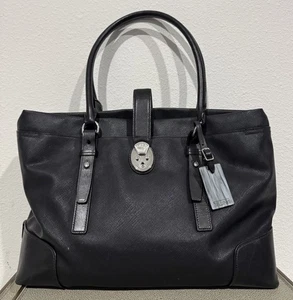 Tumi Villa Turin schwarz Leder Vorhängeschloss groß Shopper Schultertasche Tasche - Bild 1 von 19