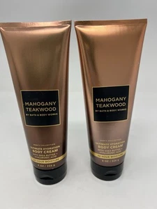 2x Bath & Body Works MAHOGANY TEAKWOOD Hydration Body Cream 8 Oz Top Scent! - Picture 1 of 1