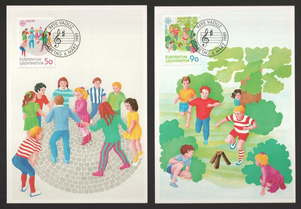 1989 Liechtenstein Europa Childrens Games First Day Maxi Cards. Vaduz FDC - Image 1 of 1