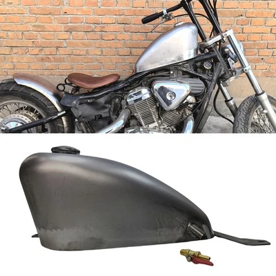 9L Handmade Motorcycle Petrol Gas Fuel Tank Universal Unpainted Silver - Image 1 of 4