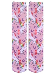 Living Royal Photo Print Knee High Socks: Unicorn and Rainbow - Picture 1 of 3