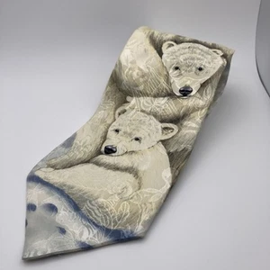 Vintage Polar Bear Family Endangered Species Marc Dennis 1996 Tie Men’s Vintage - Picture 1 of 7