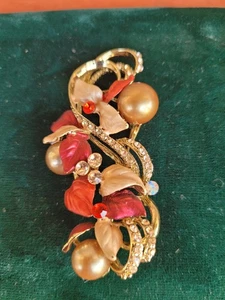 Vintage Brosche Strass Kunstperlen - Bild 1 von 5