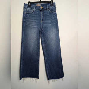 Kut From The Kloth Jeans Wide Leg Meg Fab Ab Med Wash Raw Distress Fray Hem Sz 2 - Picture 1 of 8