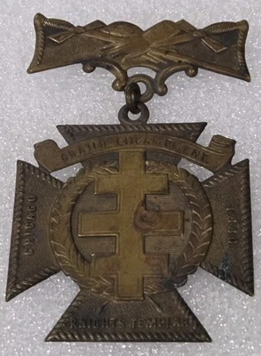 1880 Knights Templar Medal 21st Triennial Conclave Grand Encampent Chicago  - Image 1 of 2