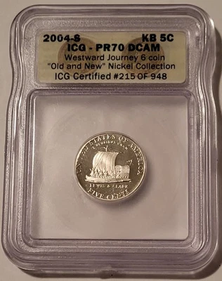 2004 S Jefferson Keel Boat Nickel Proof PR70 DCAM ICG - Image 1 of 2