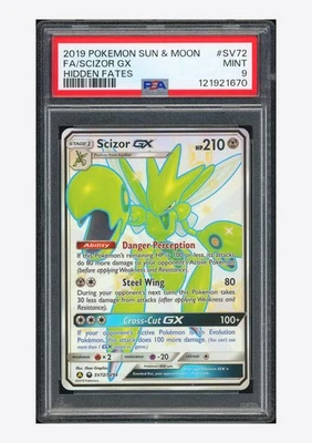 Pokemon PSA 9 Scizor GX Shiny Holo 2019 SV72/SV94 Hidden Fates English - Image 1 of 2