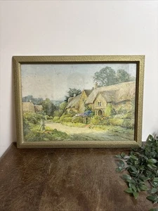 Stampa casetta inglese con cornice vintage | 56x40,5 cm paesaggio arte da parete - Foto 1 di 10