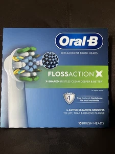 New Oral B Flossaction X Toothbrush Replacement X-Shaped Brush Heads - 10 Pack - Picture 1 of 2