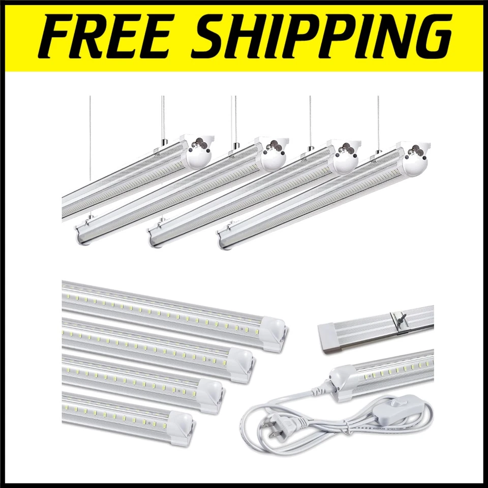 UL Certified 8-Pack 50W Linkable LED Lights - Hang or Surface Mount for Garages - Image 1 of 4