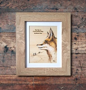 Original Hand Crafted Framed Fox Wood Engraving Artwork with acrylic paint - Picture 1 of 5