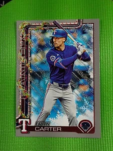 2025 Topps Holiday Evan Carter SP Silver Glitter Parallel Card #H2 Texas Rangers⚾ - Bild 1 von 7