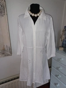 Pretty ZARA - Cutwork Embroidery Shirt Dress - Size L - No Belt - - Picture 1 of 7