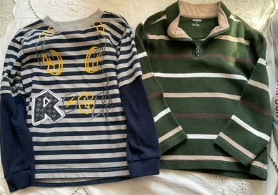 Lot 2 Size 6 Boys Gymboree Sweater Green With Stripes Faded Glory Tee Blue - Image 1 of 4