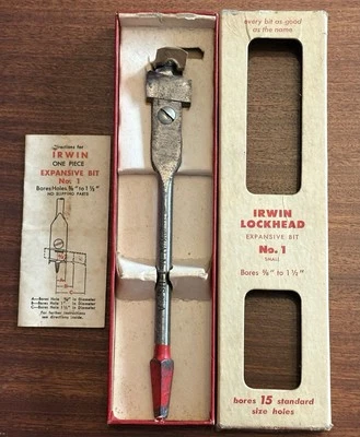 Vintage IRWIN LOCKHEAD Expansive Bit -AUGER DRILL BIT- 5/8" ~ 1.5”  BOXED - Image 1 of 4