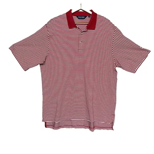 Polo Golf Shirt Men's XL Ralph Lauren Red White Striped Pima Cotton Club Logo - Picture 1 of 8
