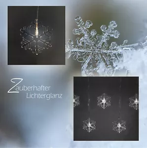 LED Lichtervorhang Schneeflocke 8 flammig Lichterkette Innen Fensterbeleuchtung - Bild 1 von 8