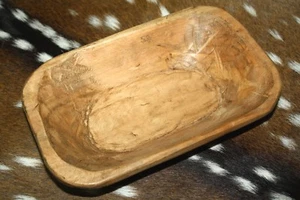 * Carved Wooden Dough Bowl Primitive Wood Trencher Tray Rustic Home Decor 8-12" - Picture 1 of 3