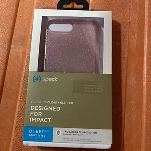 Speck Presidio Clear + Glitter Phone Case iPhone 8/7/6S Plus Bella Pink/Glitter - Picture 1 of 7