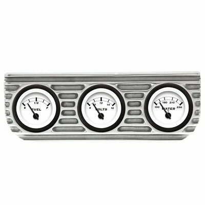 Vintage Finned 3 Gauge Bezel Mount w/ Aurora Fuel, Volt and Water Gauges custom - Image 1 of 2
