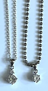 Collar Silvertone con 2 piedras (18") y (16") con una piedra con caja de regalo - Imagen 1 de 2