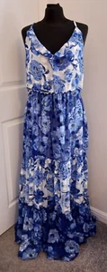 **** NEXT BLUE AND WHITE FLORAL MAXI DRESS, UK 18 **** - Picture 1 of 2