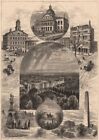 Boston Ma City Scenes State House Faneuil Hall Masonic Temple 1874 Print