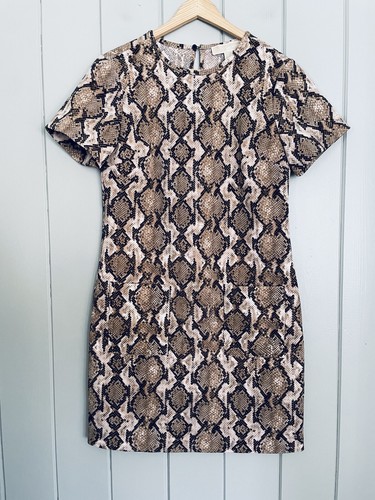 Abito Michael Michael Kors XS stampa serpente maniche corte ponte maglia retrò rosa